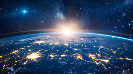 Wall Mural - the earth is lit up with a bright light