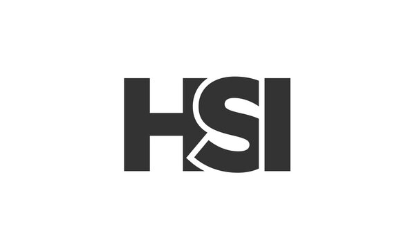 HSI logo design template with strong and modern bold text. Initial based vector logotype featuring simple and minimal typography. Trendy company identity.