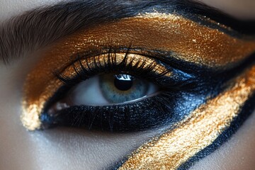 Aufkleber - Creative makeup application showcasing bold glitter and striking colors for artful expression in a contemporary setting