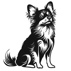  Chihuahua Silhouette: An elegant monochromatic silhouette of a Chihuahua, showcasing the breed's characteristic features. capturing its small size and charming features.