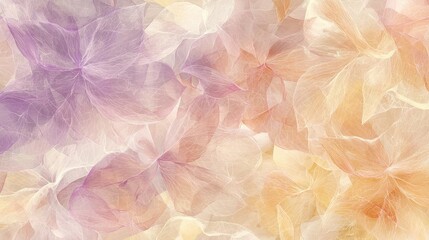 Poster - Delicate pastel flowers blend together in soft shades of purple, yellow, and peach. The ethereal arrangement creates a calming and serene ambiance perfect for relaxation
