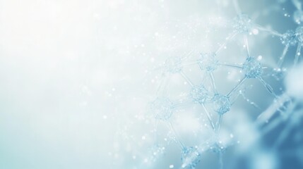 Fototapete - Molecular structures in light blue and white create a sterile scientific background suitable for presentations and research materials