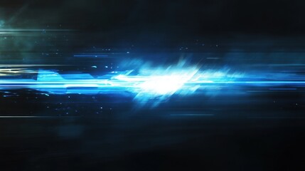 Poster - abstract futuristic digital technology background featuring high-speed blue light lines and glowing 