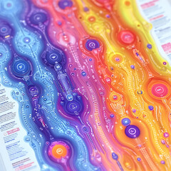 Poster - Vibrant abstract map showcasing layered data streams, perfect for illustrating complex systems, connectivity, or technological advancements.