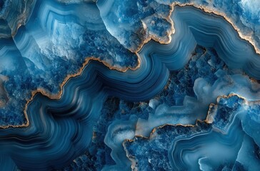 Poster - Stunning Blue Agate Stone with Intricate Patterns and Textures, Perfect for Decorative Backgrounds and Natural Aesthetic Designs