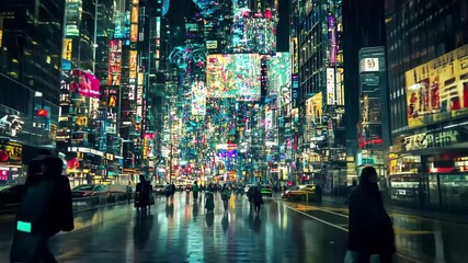Poster - Futuristic urban landscape showcasing artificial intelligence and digital technology in a bustling metropolis, Digital city concept Artificial Intelligence technology in smart city