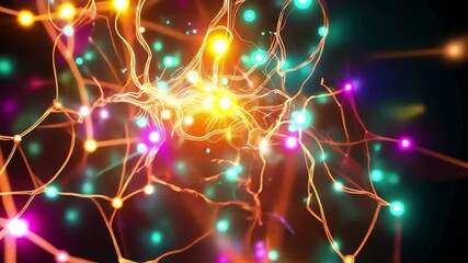 Poster - Exploring the vibrant connections of neural networks through glowing artificial intelligence, Neural networkartificial intelligence glowing Cyber Brain ed