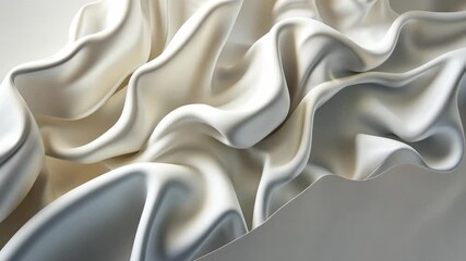 Poster - abstract flowing white fabric dynamic patterns of soft folds and curves creating elegance and moveme