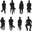© Curto - vector; silhouette of front view of a group people sitting on chair