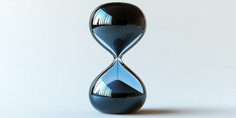 Poster - Hourglass symbolizes the passage of time with reflective surfaces in a modern setting