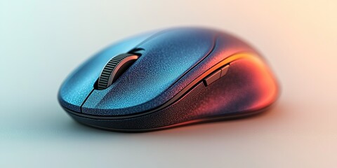Poster - Modern wireless computer mouse with sleek design and vibrant color scheme on a soft surface