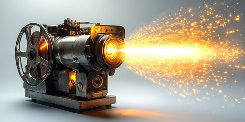 Poster - Sparkling machine creates a brilliant display of light and energy in a workshop setting