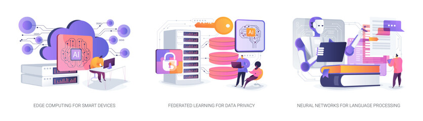 Poster - Advancements in Decentralized and AI Technologies abstract concept vector illustrations.