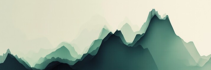 Aufkleber - Financial growth trends illustrated through minimalist abstract charts in muted green and gray tones for professional presentations