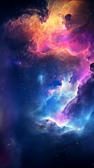 Wall Mural - Colorful cosmic nebula with vibrant hues and stars in deep space
