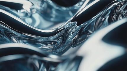 Poster - Swirling patterns of clear liquid create a mesmerizing effect in an abstract design. The smooth, reflective surface highlights intricate details, enhancing the visual appeal