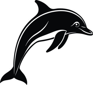 Silhouette of a Dolphin in a Simple Black and White Style
