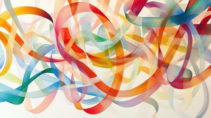 Poster - swirling ribbons of various colors intertwine, creating an energetic and lively visual effect. the v