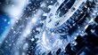 © mlangsen - Machining metal gears with sparks and coolant in close-up, vibrant blue