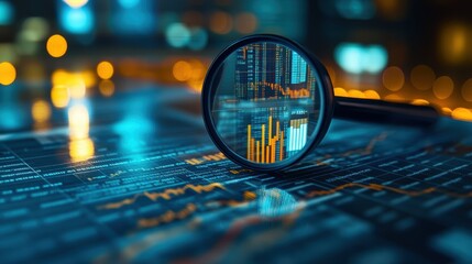 a detailed analysis of the bustling financial market unfolds under a watchful zoom lens. data docume