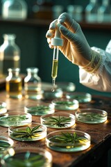 Poster - experimenting with plant extracts in a laboratory setting during daylight hours using scientific equ