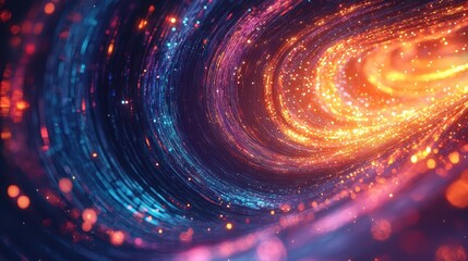 Poster - A vibrant swirl of colors creates a dynamic effect resembling a galaxy, filled with bright particles against a dark backdrop that captures the essence of cosmic energy