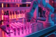 © sumbayana - Robotic Arm Filling Perfume Bottles in Neon Light