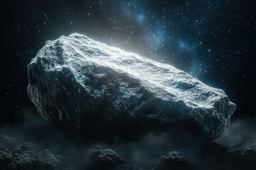 Wall Mural - large rock is illuminated by a bright light, creating a sense of mystery and wonder. the scene is se