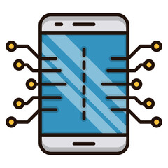Poster - A Smartphones Interconnected Digital Heart Beating With Vibrant Energy And Sleek, Modern Lines In A Clean, Minimalist Style