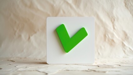 Poster - on a light, abstract background, a straightforward sign featuring a check mark is displayed. a funda