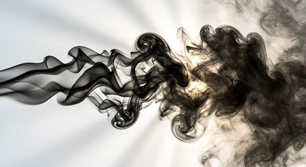Poster - Abstract smoke design for background texture or print. Mysterious dark fume swirls and curves for design element. Dynamic, flowing, ethereal smoke for modern project backdrop