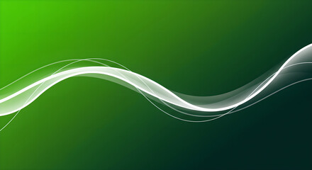 Poster - Green gradient background with abstract white wave illustration, dynamic modern design for presentation template, wallpaper backdrop, business promotional graphic resource