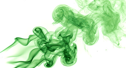 Poster - Green swirls of smoke for abstract background. Dynamic flowing shape for product showcase, beauty treatment backdrop, health care promotion. Artistic smoke texture.