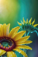 Poster - natural colorful abstract backdrop, wet yellow flower petals, macro details