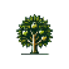 Poster - Pixel icon green tree. Tree logo with fruits vector. Pixel apple tree icon. Spring trees. Fruit tree vector icon pixel style. Stylish retro tree icon.