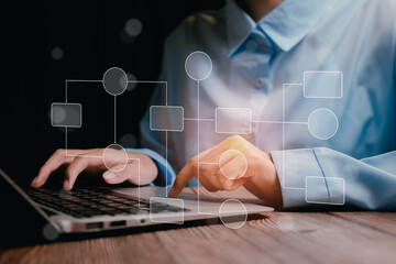 Poster - Business Professional Engaged in Workflow Analysis and Digital Copy Management, Business concept