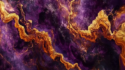 Poster - Exploring deep purple and copper abstracts in a fractal universe visual, Deep Purple and Copper Abstract Fractal Universe Space ing Background