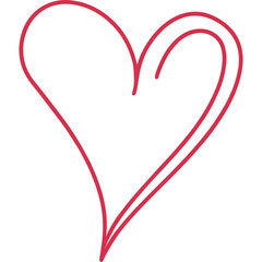 Poster - Heart drawing illustration features red heart outline with unique double line design representing love and emotion in a simple doodle style