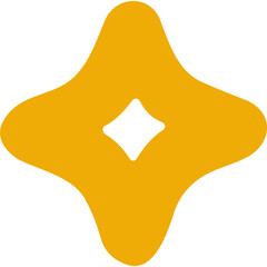 Poster - Abstract shape in yellow color featuring graphic design and abstract art. The abstract shape has a unique form with a diamond shape in the center against a white background