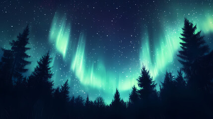 glowing aurora borealis lights in a dark sky with glittering star particles, night sky. aurora skies
