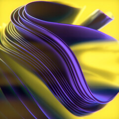 Leinwandbilder - Colorful bright wavy pattern of stripes of shiny purple fabric, shimmering digital illustration of wavy background. 3d rendering
