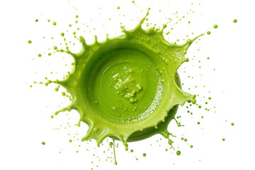Wall Mural - dynamic green paint splash studio photography abstract aerial view vibrant energy, isolated on white