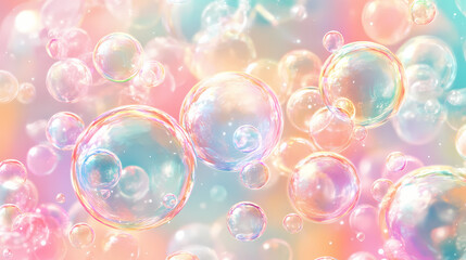 Wall Mural - a textured background featuring a mesmerizing array of bubbles in different hues and patterns, sprin