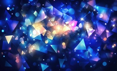 Poster - dark blue background with triangular shapes and light effects for a modern presentation design templ