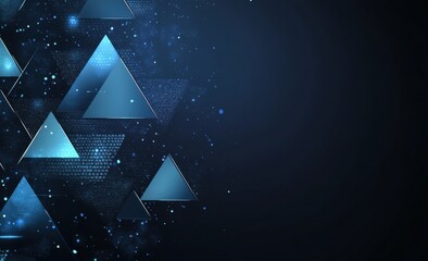 Poster - abstract background with geometric shapes and light effects, in a dark blue color scheme backgrounds