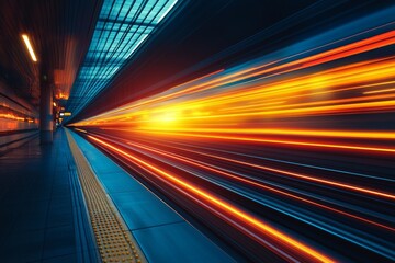 Poster - Background of a super fast train accelerating out of the station