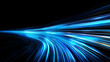 © Imam - Dynamic Blue Light Trails Streaking Across a Dark Background in a Long Exposure Depicting Speed and Motion