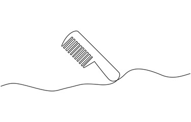 Aufkleber - Continuous drawing of comb in simple linear style for symbol, One line drawing of comb.one line drawing of hair comb.single line vector illustration.