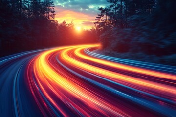 Poster - The idea of lightning-fast, colorful motion with intense acceleration and a trail of blur, suitable for an abstract background design