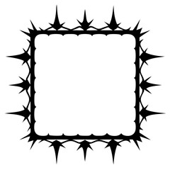 Poster - a thorn-shaped square frame with pointed elements, vector illustration